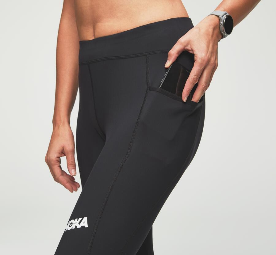 Hoka Australia One One Performance Crop Tight - Womens Pants Black - NXMIL-6472